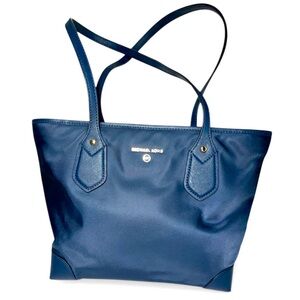 Michael Kors Eva Nylon Gabardine Navy Blue Small Tote Bag